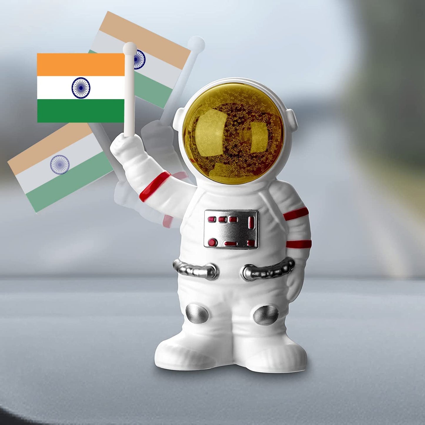 Solar Power Astronaut Ornament Moving Hand With Indian Flag (1 Pc) - Springkart 