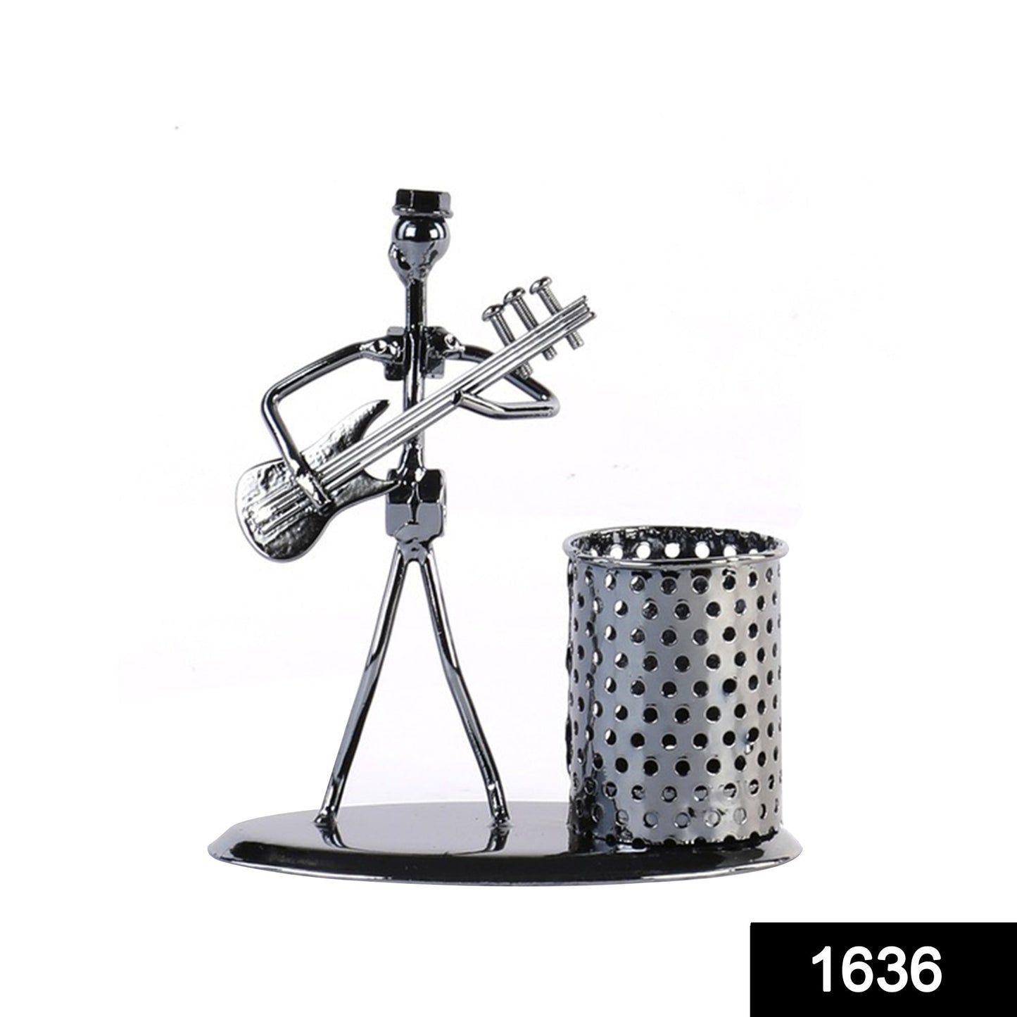 Iron Musician Playing Bass Guitar Pen Stand Showpiece - Springkart 