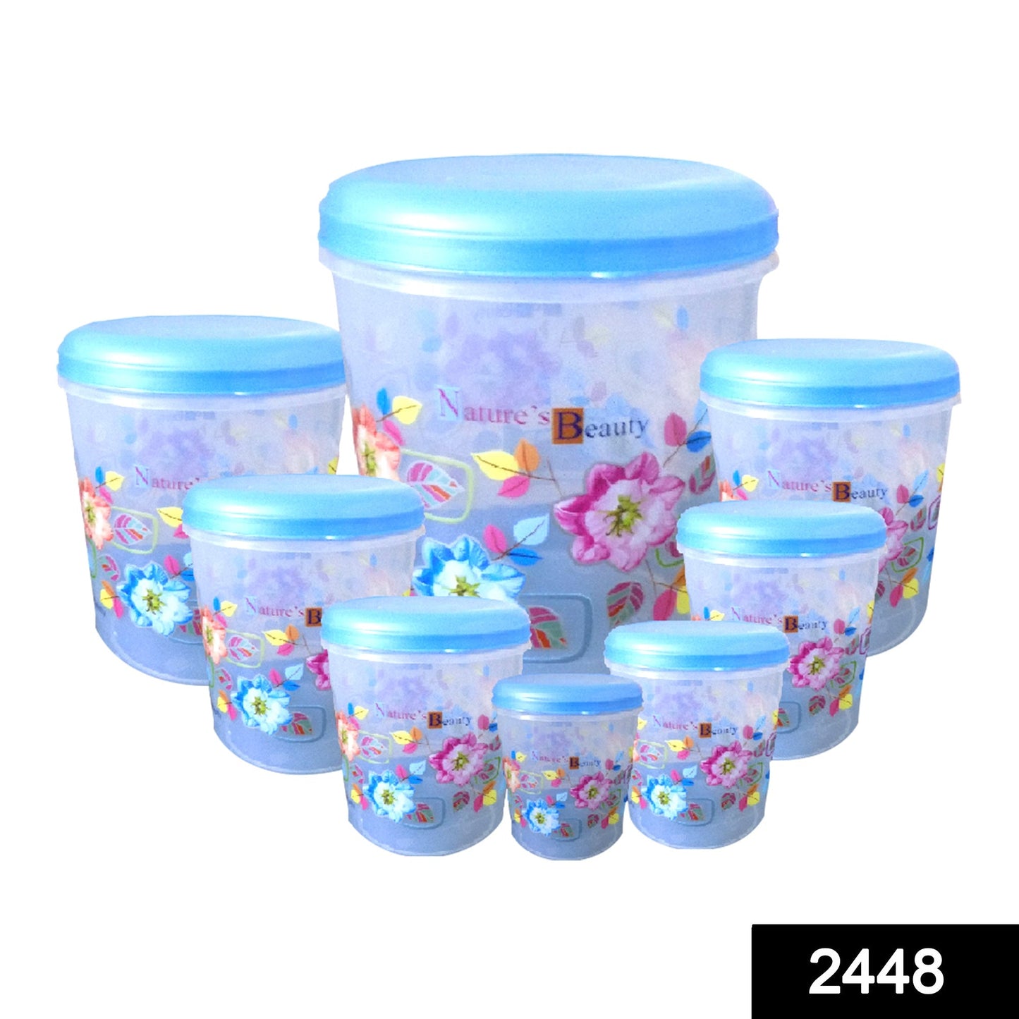 Air Tight Plastic Transparent Container Set (10000ml, 7000ml, 5000ml, 3000ml, 2000ml, 1000ml, 750ml, 500ml) - Springkart 