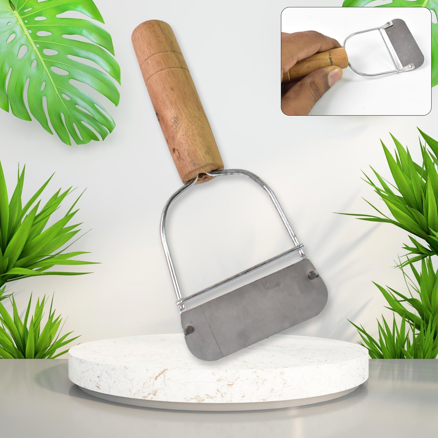 Wooden Handle Metal Vegetable Cutter Peeler Slicer (1 Pc) - Springkart 