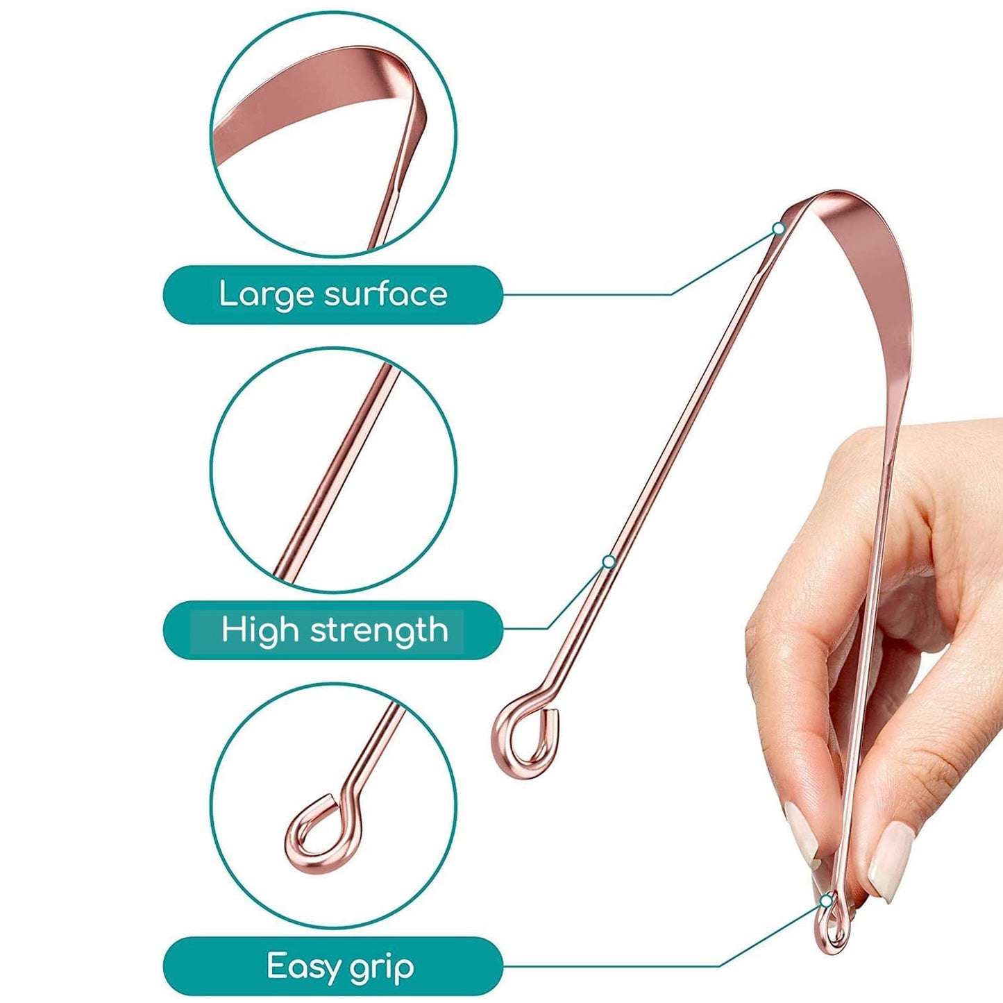 Tongue Cleaner For Kids Adults Tongue Scraper For Bad Breath Maintain Oral Hygiene For Daily Use For Fresh Breath Bacteria Removal Improved Taste (Steel Copper Tongue Cleaner 1 Pc) - Springkart 