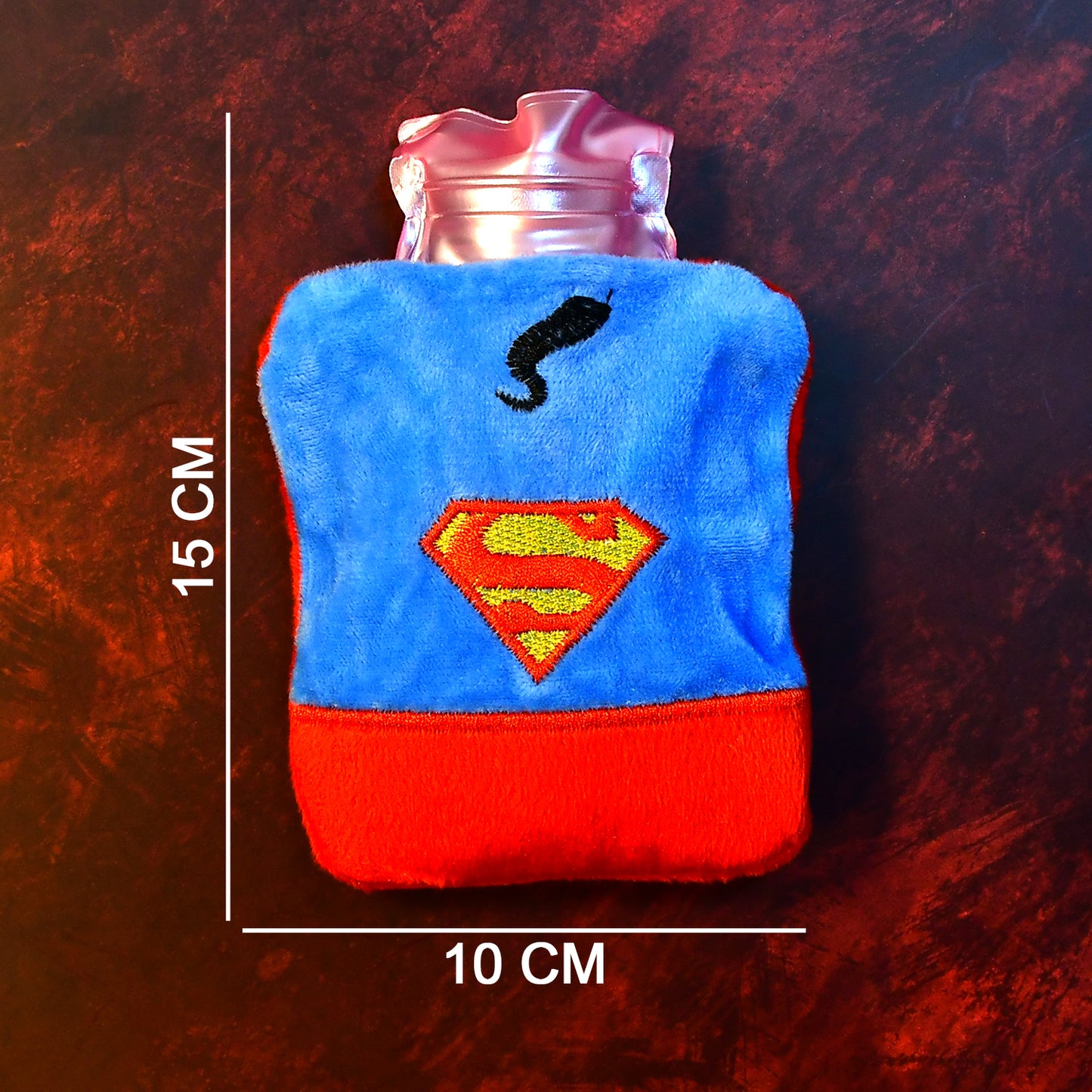 6530 Superman Print Small Hot Water Bag With Cover For Pain Relief Neck Shoulder Pain And Hand Feet Warmer Menstrual Cramps. - Springkart 