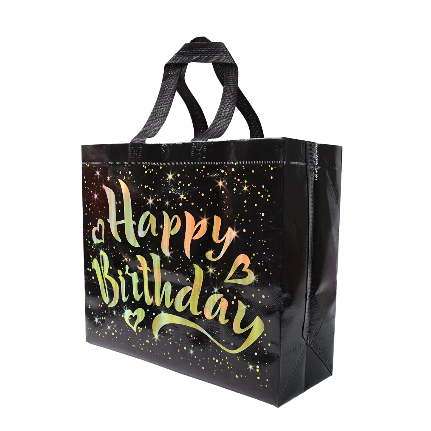 Birthday Gift Bag With Gold Shiny Stars Reusable Party Gift Bags (1 Pc) - Springkart 