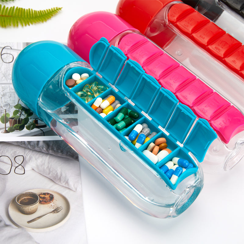 Pill & Vitamin Bottle – Portable Plastic Storage Container for Pills, Supplements & Vitamins (Random Color- Pack of 1)