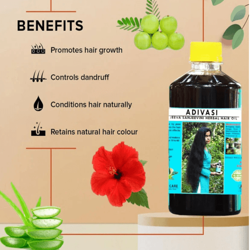 Adivasi Jeeva Sanjeevini Herbal Hair Oil For Regrowth And Long Hair Pure Natural Hair Oil, 100ml - Springkart 