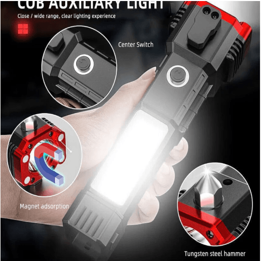 Portable Rechargeable Torch LED Flashlight Long Distance Beam Range with Power Bank - Springkart 