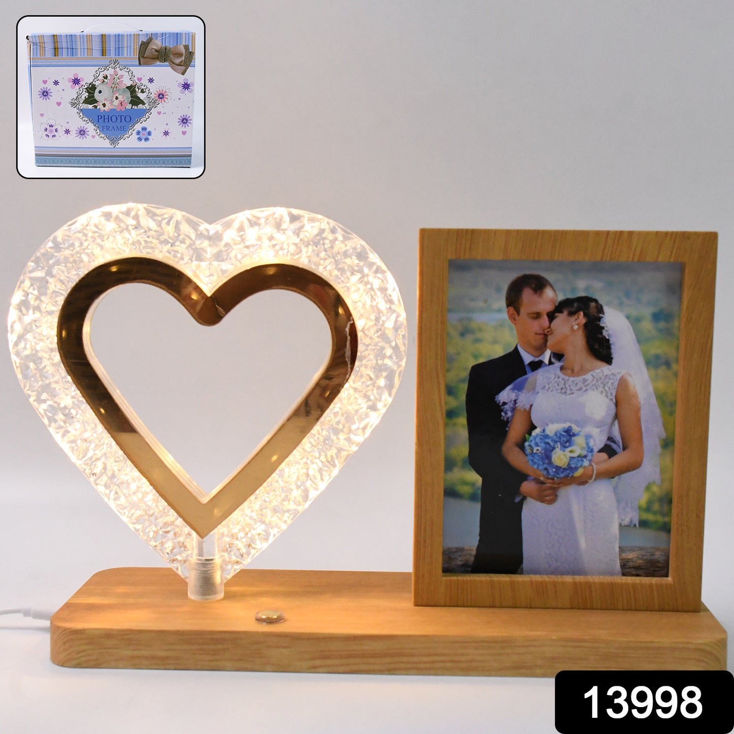 Heart Shape Cystal Led Lamp Photo Frame Night Lamp Wedding Gift Love Couple - Springkart 