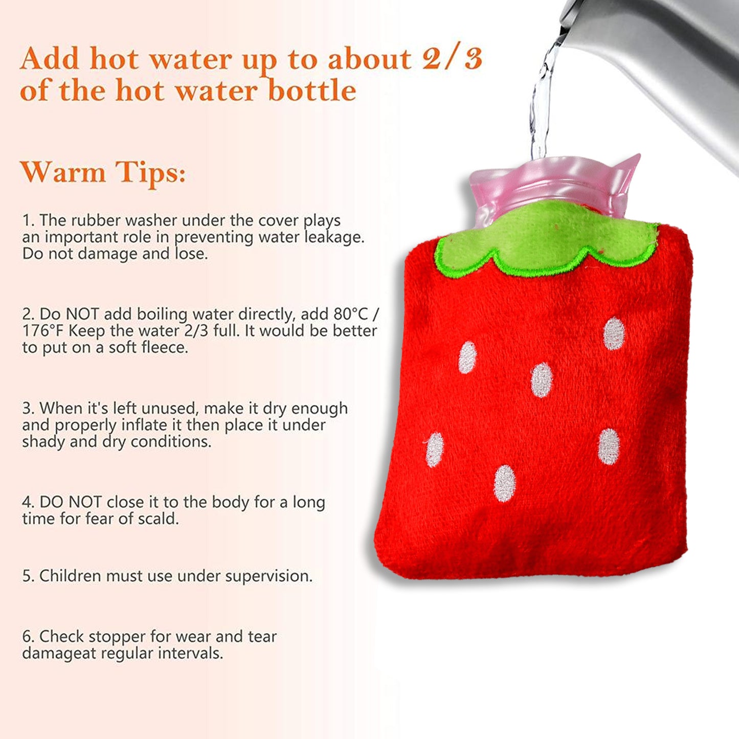 6516 Strawberry Small Hot Water Bag With Cover For Pain Relief Neck Shoulder Pain And Hand Feet Warmer Menstrual Cramps. - Springkart 