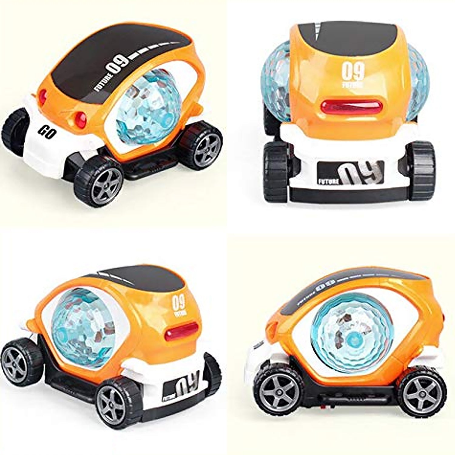 17922 Plastic 360 Degree Rotating Stunt Car Toy For Kids - Bump And Go Action With 4d Lights And Music Plastic Mini Car With Disco Ball (1 Pc Battery Not Included) - Springkart 