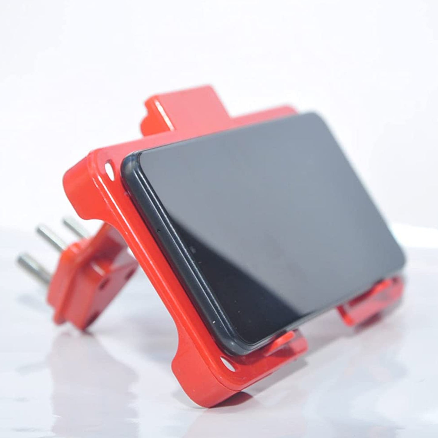 6496 Multi-purpose Wall Holder Stand For Charging Mobile Just Fit In Socket And Hang (Red) - Springkart 