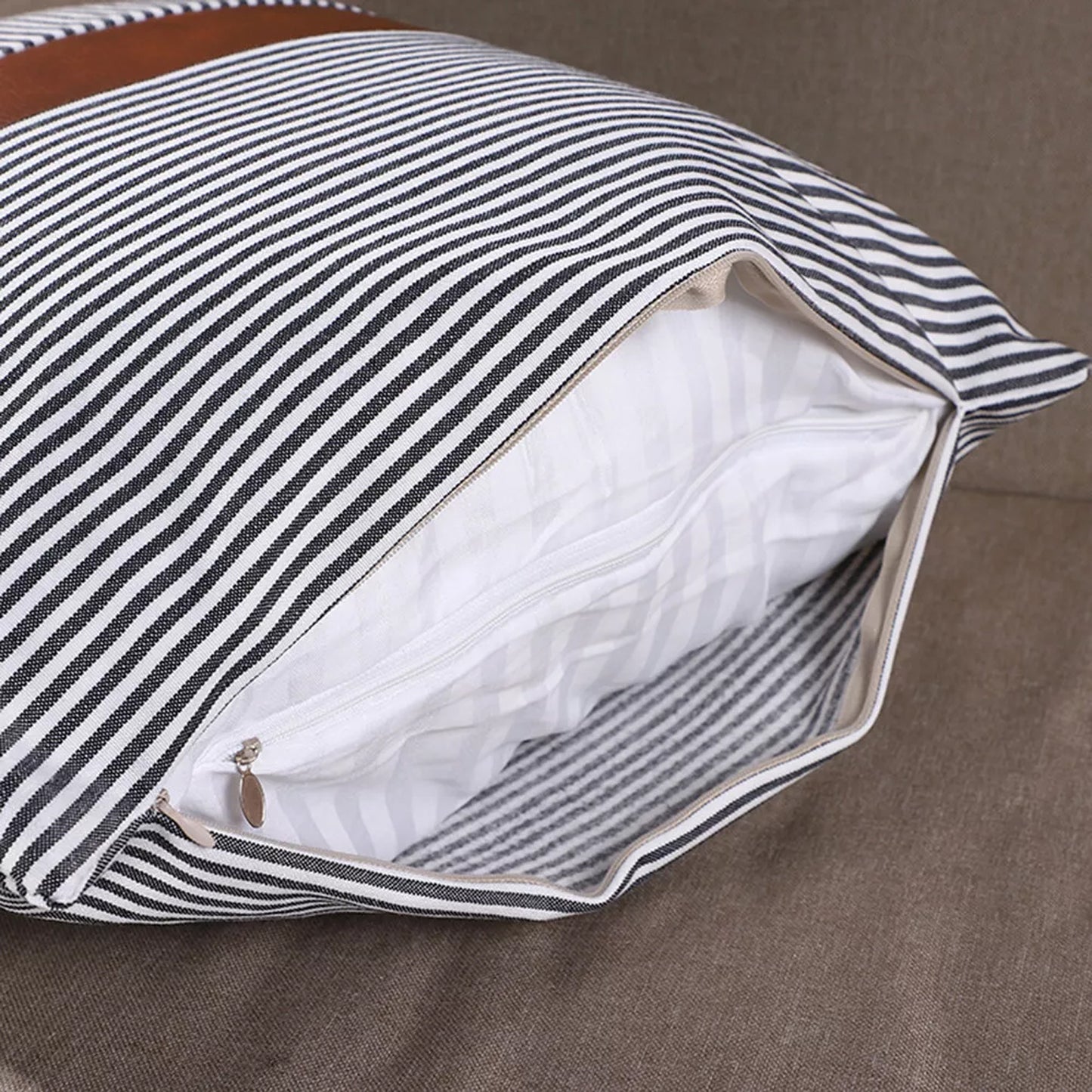 Pillow Covers Leather Cotton Cushion Covers (16 16 Inch 1 Pair 2 Pc) - Springkart 