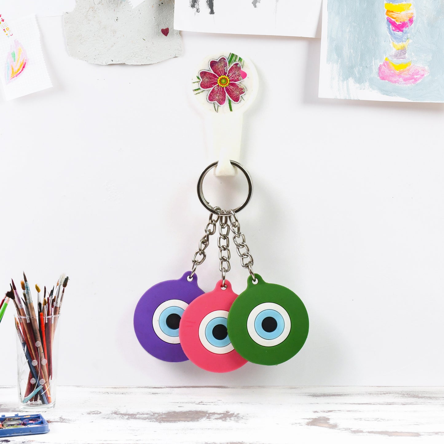 Evil Eye Rubber Silicone Keychain (1 Pc Mix Color) - Springkart 