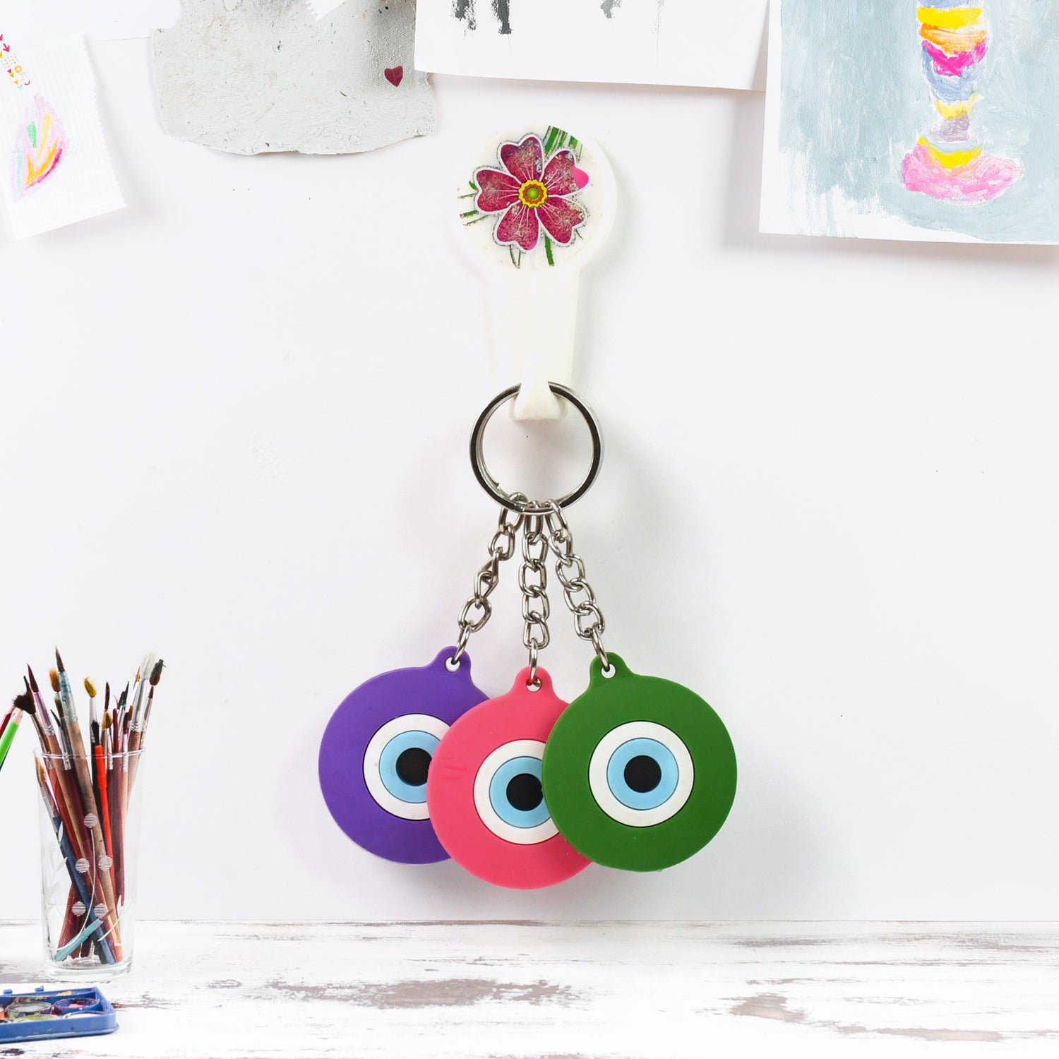 Evil Eye Rubber Silicone Keychain (1 Pc Mix Color) - Springkart 