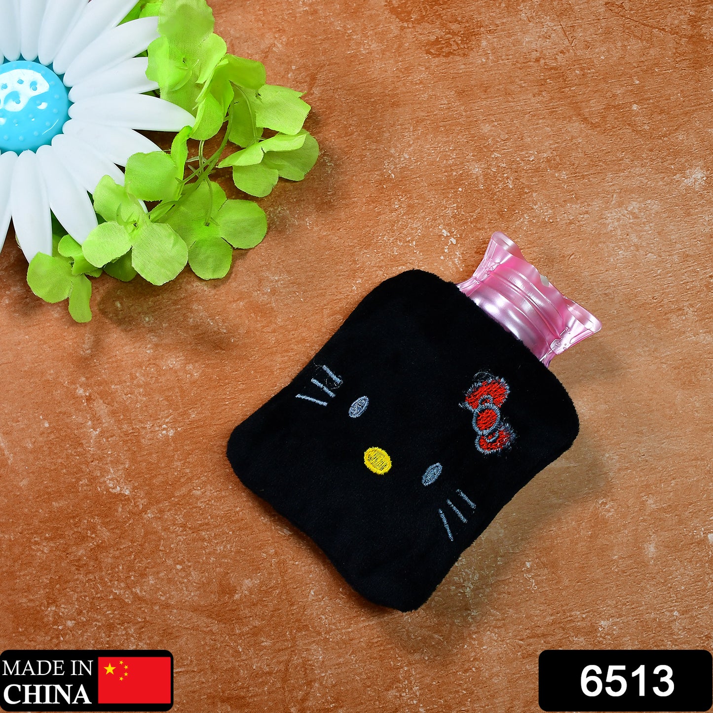 6513 Black Hello Kitty Small Hot Water Bag With Cover For Pain Relief Neck Shoulder Pain And Hand Feet Warmer Menstrual Cramps. - Springkart 