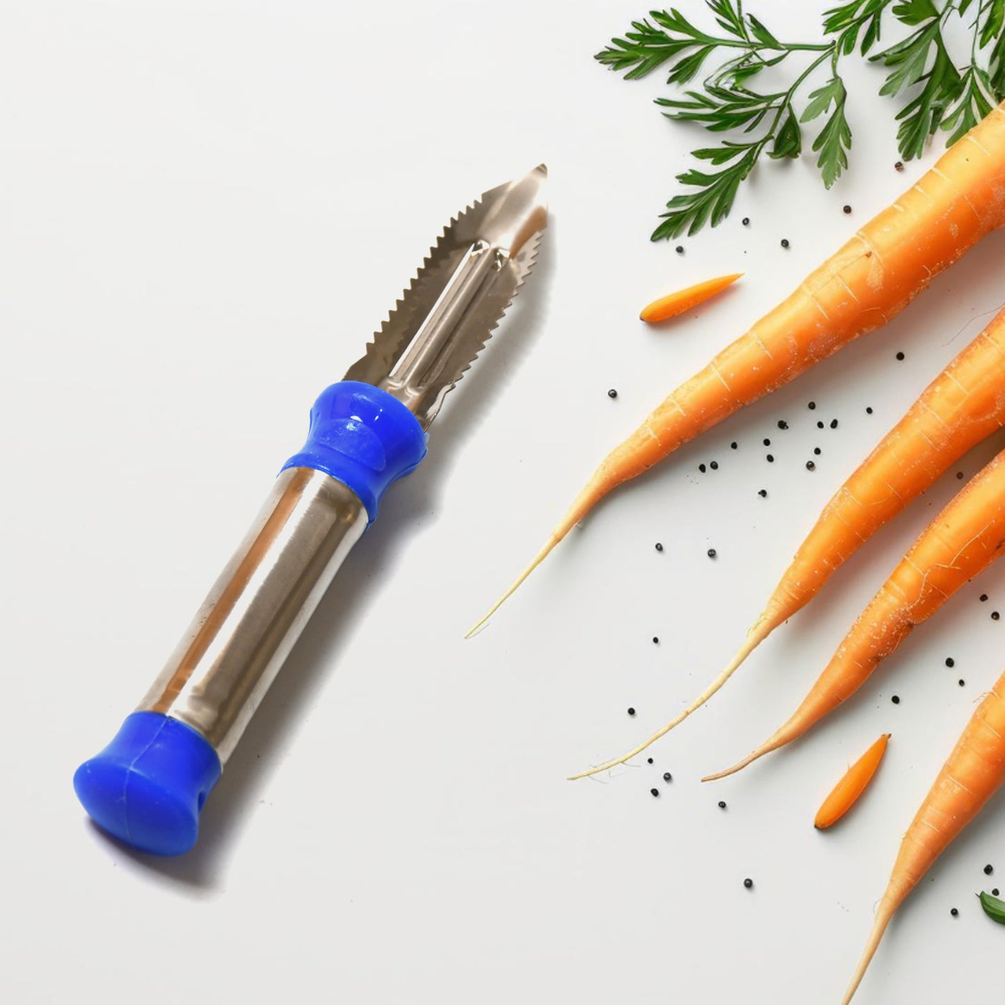 8218 2in1 Multi-purpose Stainless Steel Peeler With Hanging Ring For Vegetables Potato Peeler Carrot Grated Suitable For Peeling And Shredding Fruit And Vegetables Kitchen Accessories Piller (1 Pc) - Springkart 