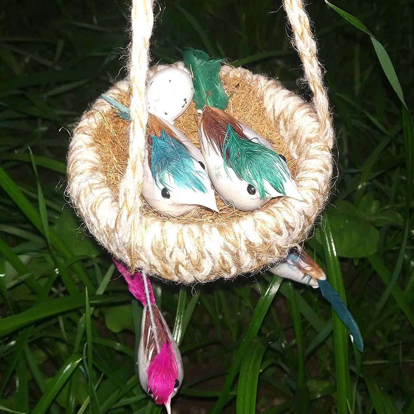 Artificial Jute Hanging Birds Nest Jhumar Chidiyan Ka Ghosla - Springkart 