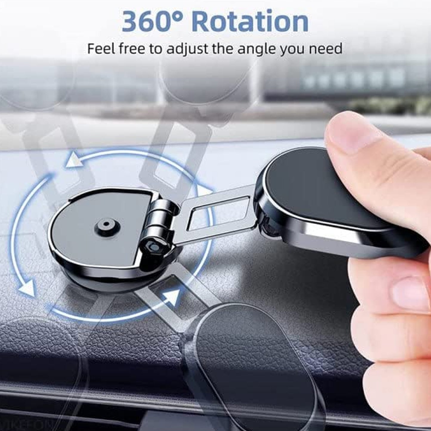 6102 360 Degree Rotating Magnetic Car Phone Holder Metal Folding Car Phone Holder New Alloy Folding Magnetic Car Phone Holder (Pack Of 1) - Springkart 