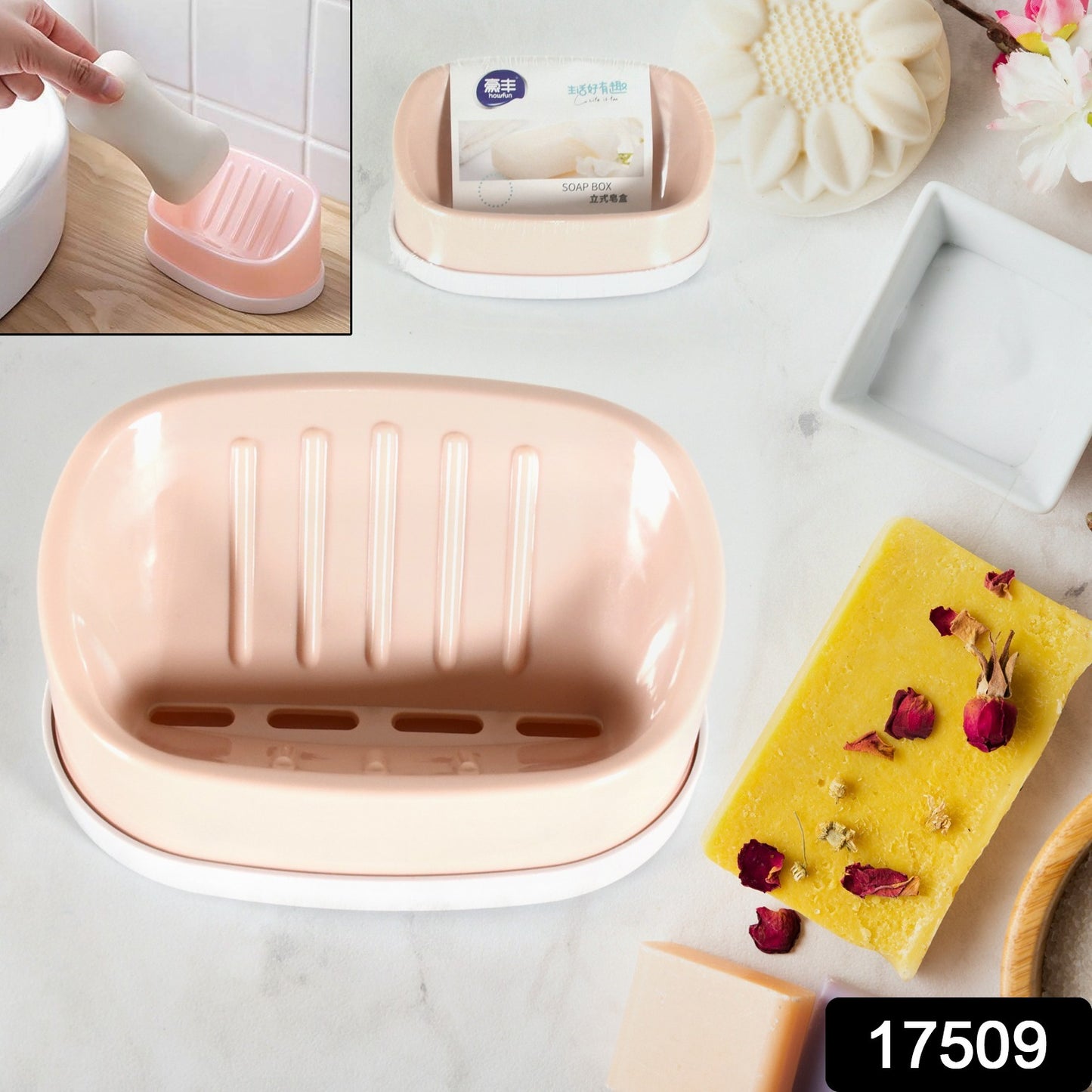 Soap Container Soap Box Household Kitchen And Bathroom Can Use Pp Material Drain Box Double Soap Dish For Bathroom Shower Home Outdoor Camping (1 Pc) - Springkart 