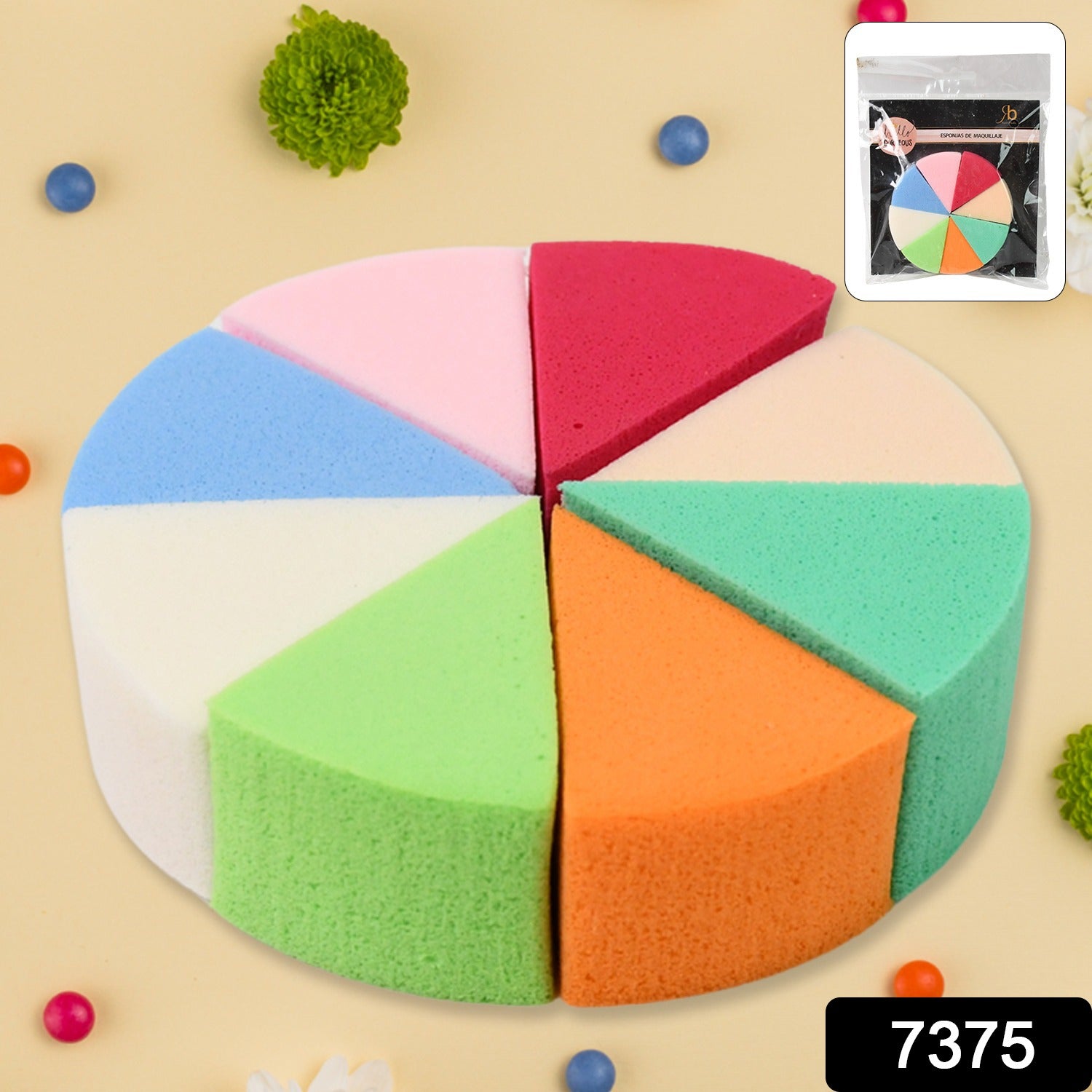 Makeup Sponge Triangle Shaped Mix Colour Cosmetic Puff (8 Pcs Set) - Springkart 