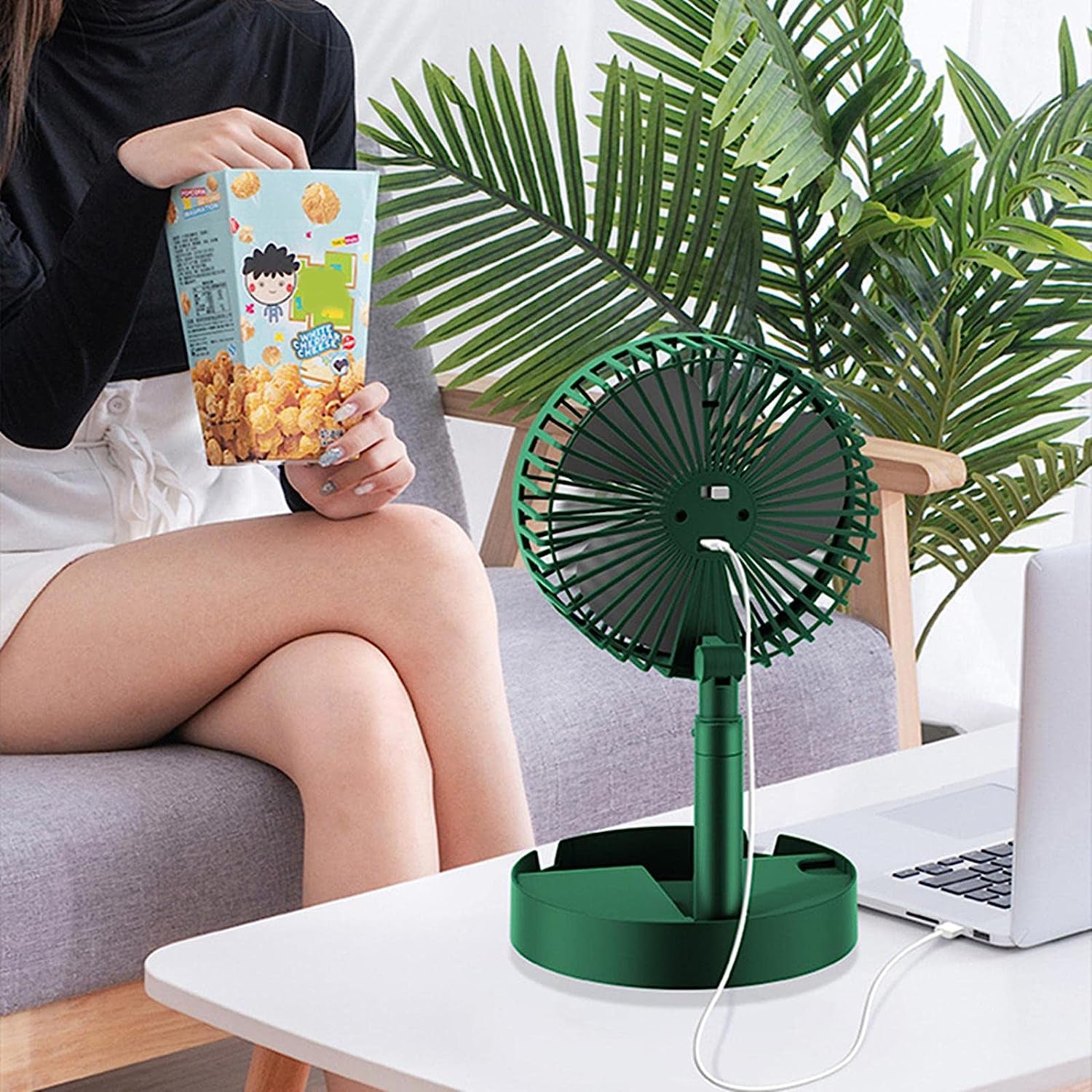 4642 Telescopic Electric Desktop Fan Height Adjustable Foldable Portable For Travelcarry Silent Table Top Personal Fan For Bedside Office Table (Battery Not Include) - Springkart 