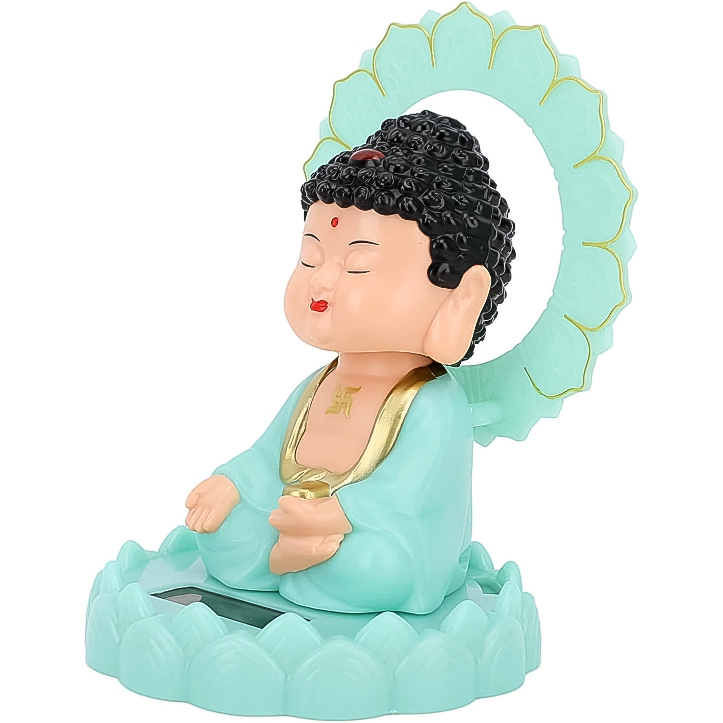 Plastic Solar Powered Moving Head Sitting Action Buddha Statue (1 Pc) - Springkart 