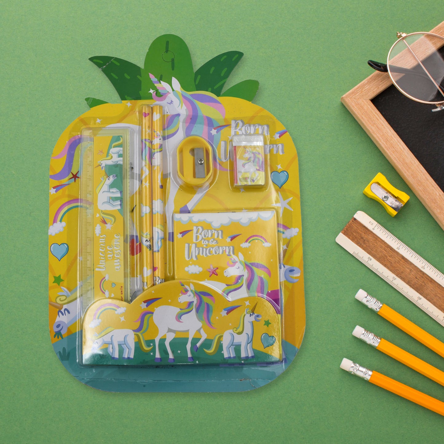 4599 6 Pc Set Stationary Set Including Pencil Ruler Rubber Pencil Sharpener School Office Product Gift - Springkart 