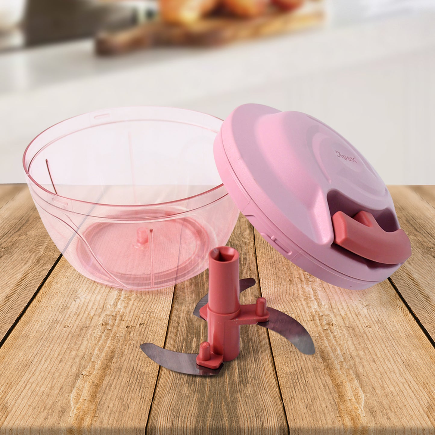 Apex Power-x Triple Stainless Steel Blades And Hand-pull Vegetable Chopper (500ml) - Springkart 