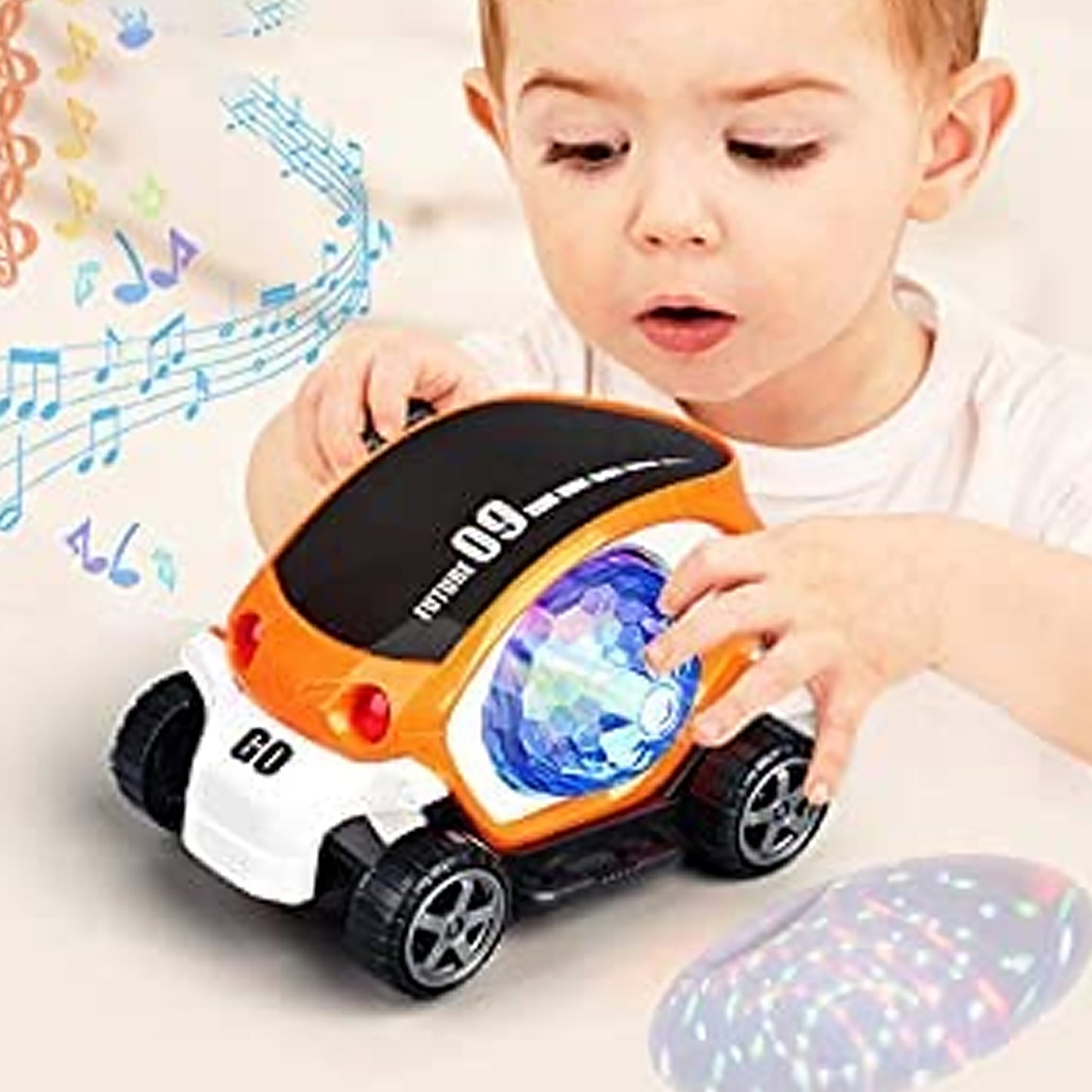 17922 Plastic 360 Degree Rotating Stunt Car Toy For Kids - Bump And Go Action With 4d Lights And Music Plastic Mini Car With Disco Ball (1 Pc Battery Not Included) - Springkart 