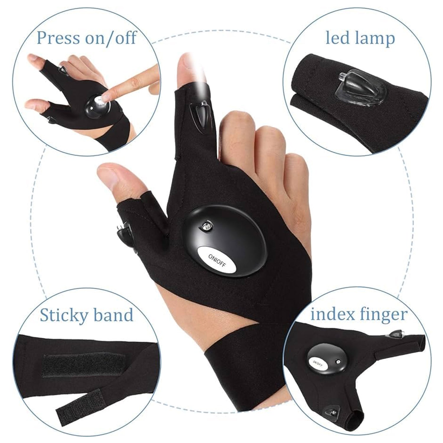 Led Flashlight Gloves Gifts For Men (Hand Gloves Light 1 Pair) - Springkart 
