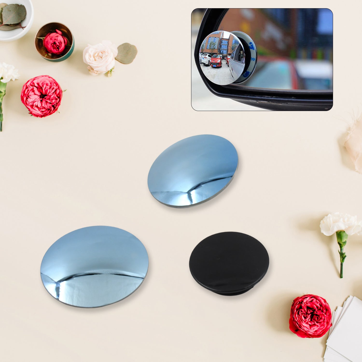 Car Blind Spot Side Mirror Round Hd Glass Blind Spot Mirror (2 Pc) - Springkart 