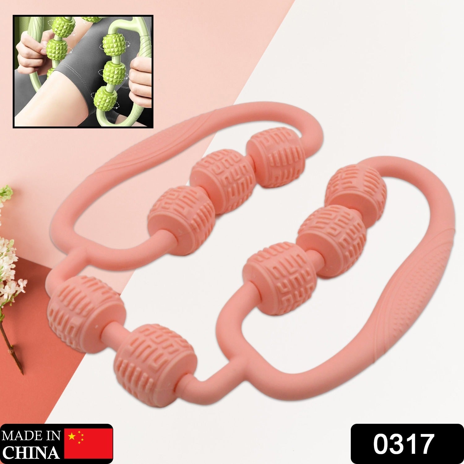 Muscle Massage Roller 8 Wheels Relieve Soreness Leg Muscle Roller Fitness Roller Muscle Relaxer Massage Roller Ring Clip All Round Massaging Uniform Force Elastic Pp Drop Shaped For Home Use (1 Pc) - Springkart 