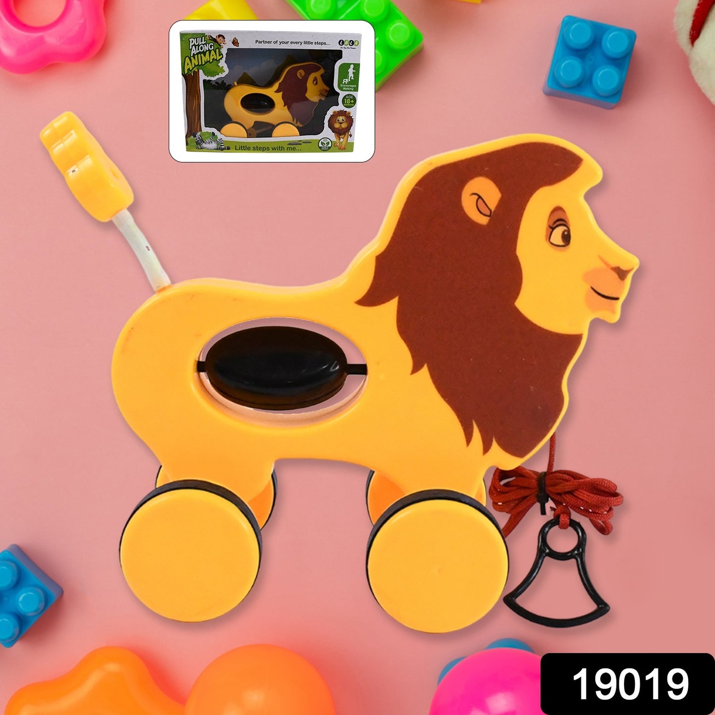 Lion Pull Along Toy Baby Early Walking Pull Toy (1 Pc) - Springkart 