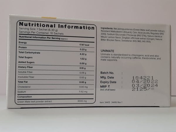 Unicity Unimate Lemon Ginger Flavor 30Sachets