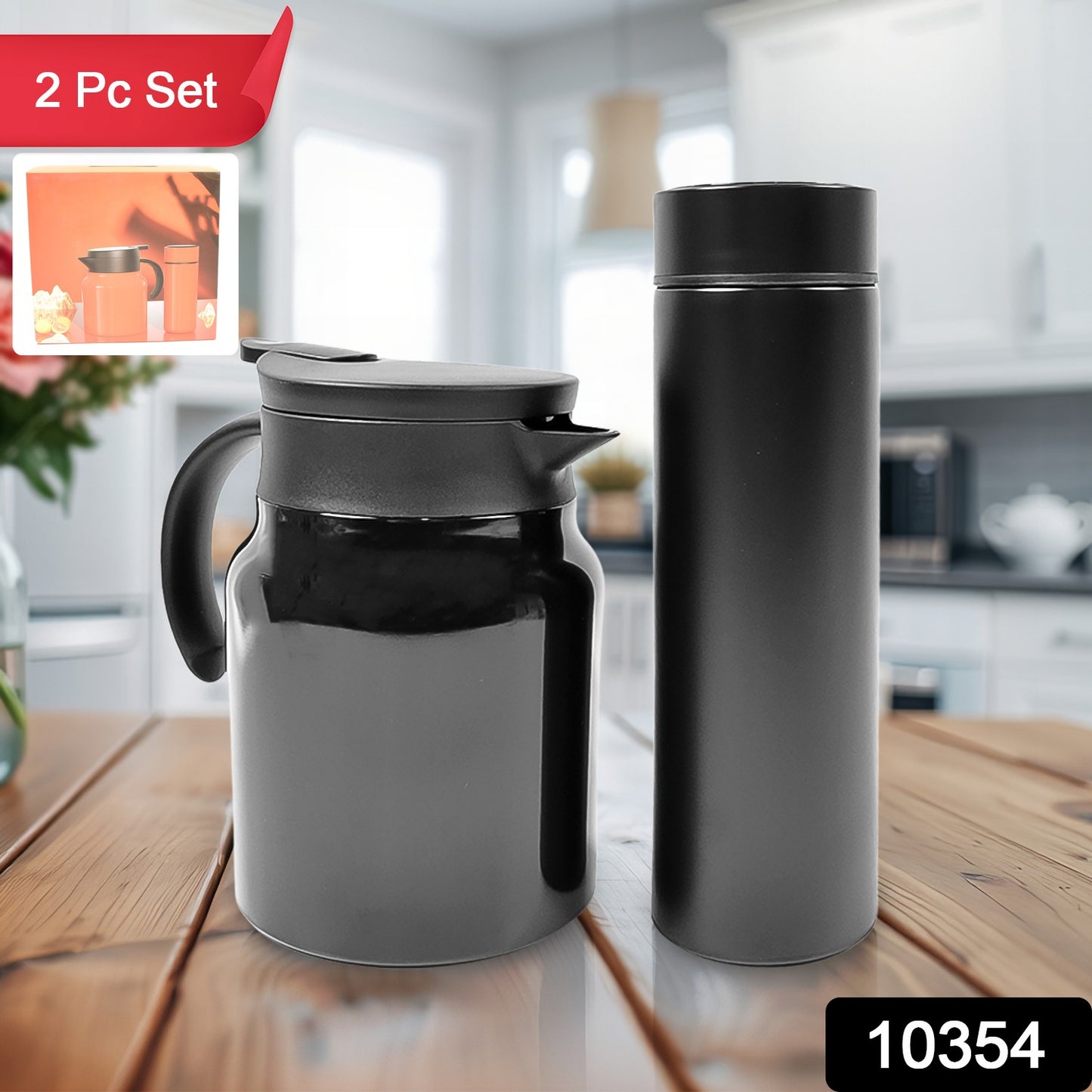 Thermal Coffee Carafe Tea Pot Water Bottles With Led Display (Bottle 500 Ml Pot 1000 Ml 2 Pc) - Springkart 