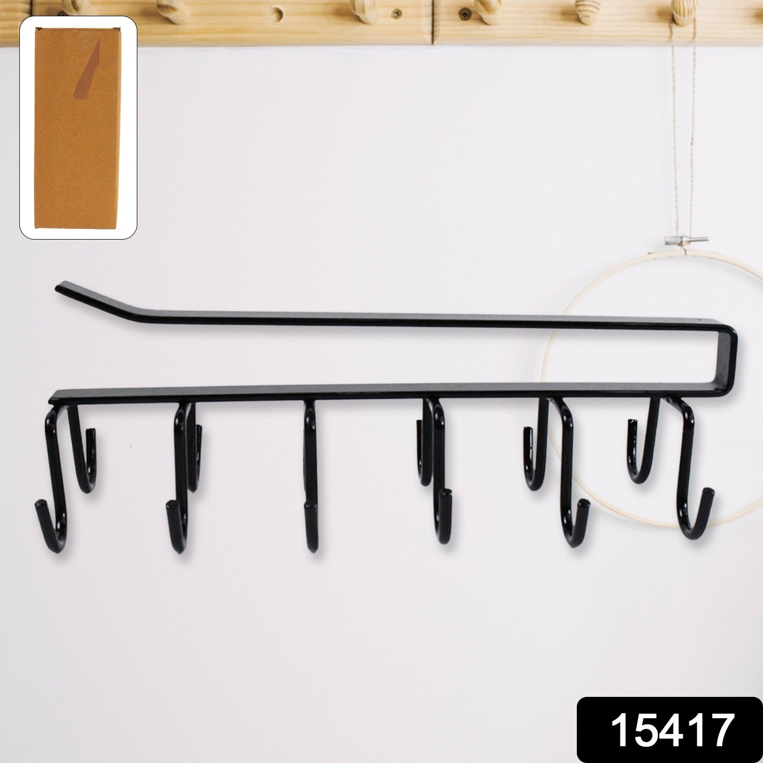 Double-row Metal Cupholder Rack Multi-purpose Iron Hanger With 6 Hooks (1 Pc) - Springkart 