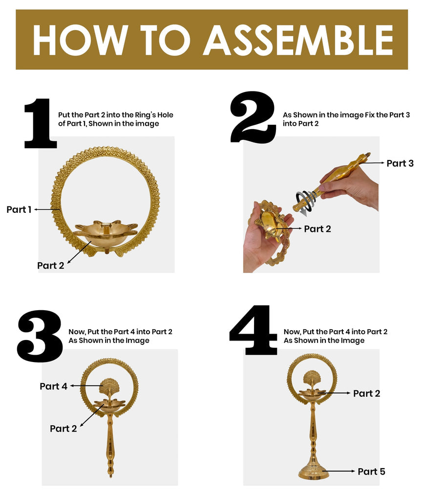 9 Inch Pure Brass Mor Kiran Standing Diya