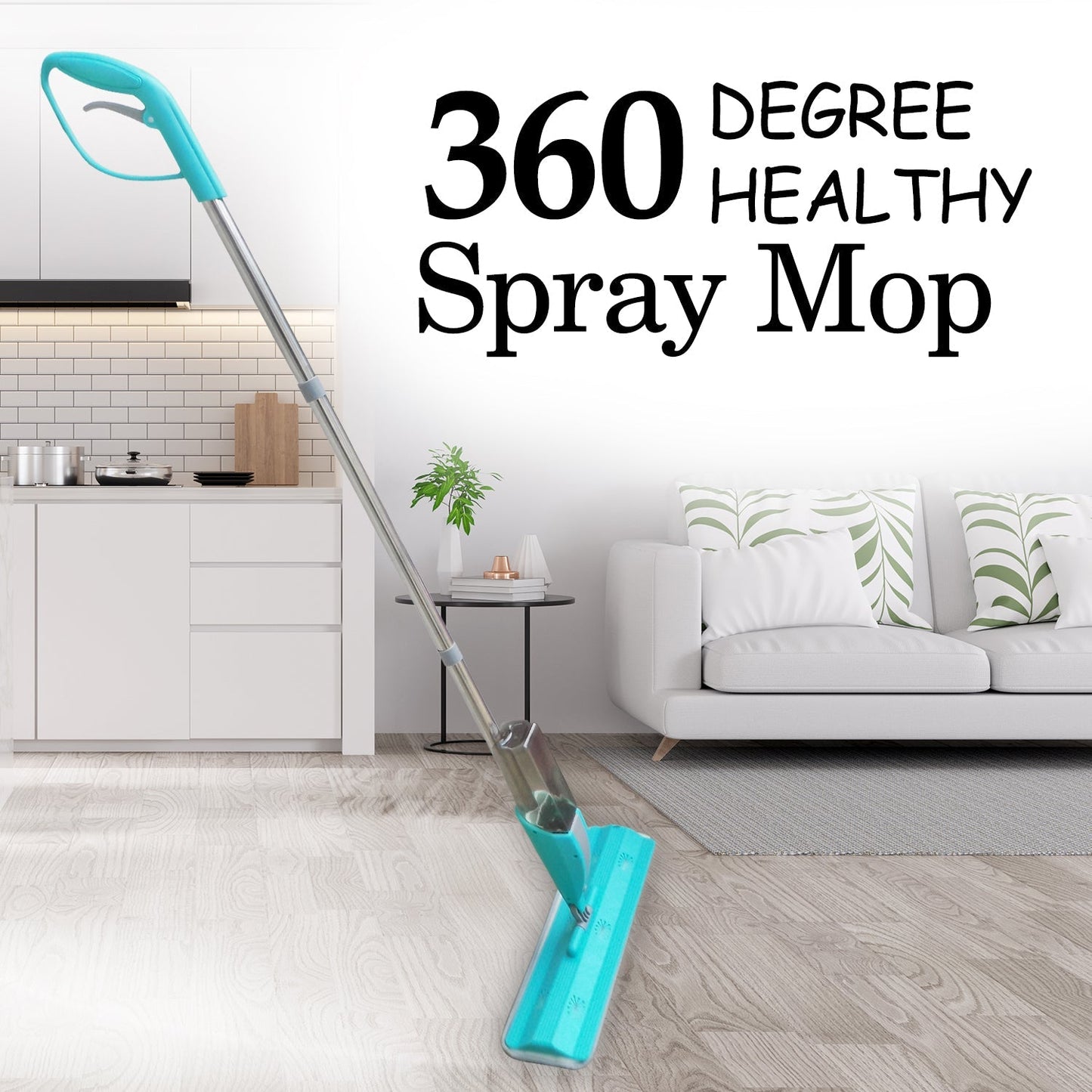 360-degree cleaning mop with removable and washable pad