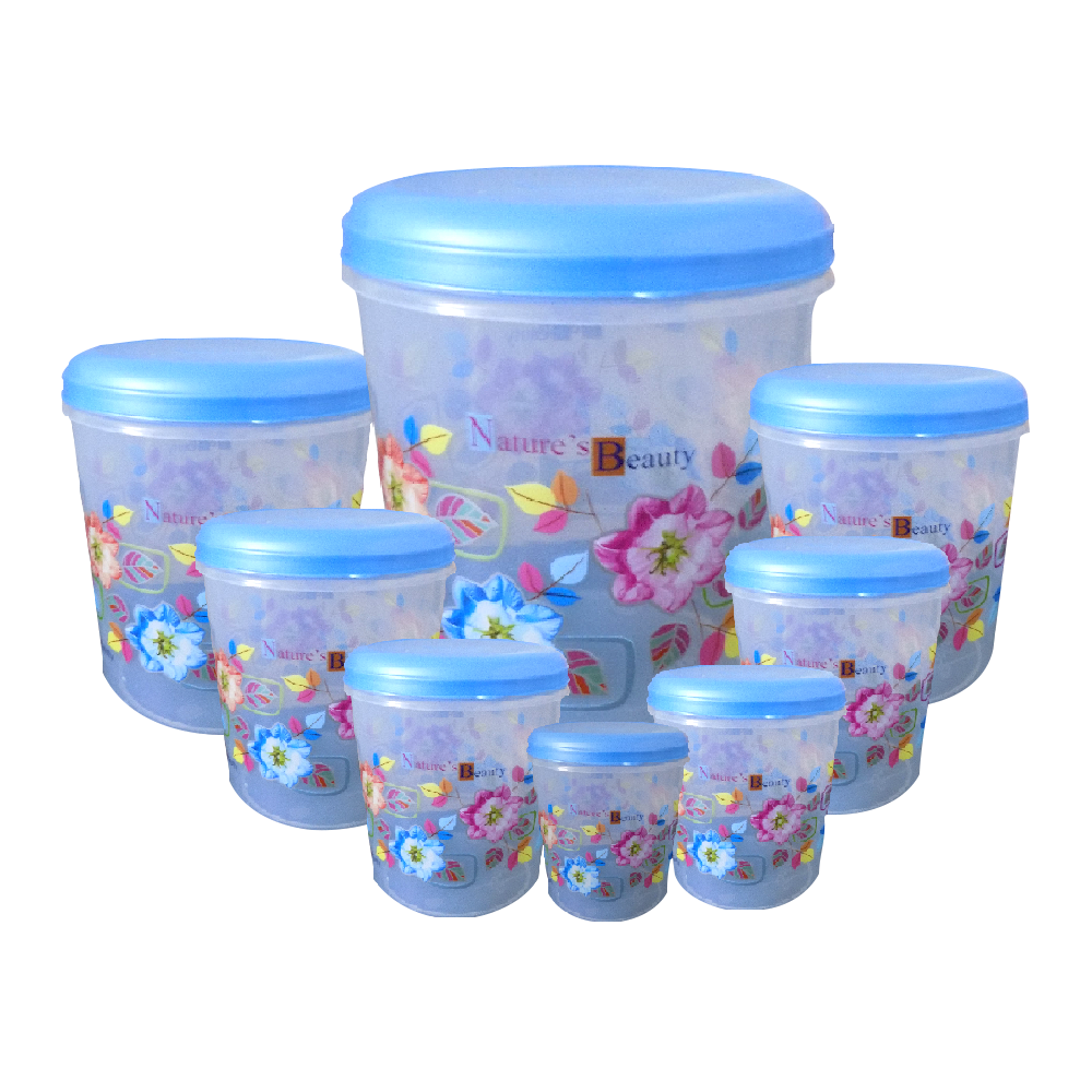 Air Tight Plastic Transparent Container Set (10000ml, 7000ml, 5000ml, 3000ml, 2000ml, 1000ml, 750ml, 500ml) - Springkart 