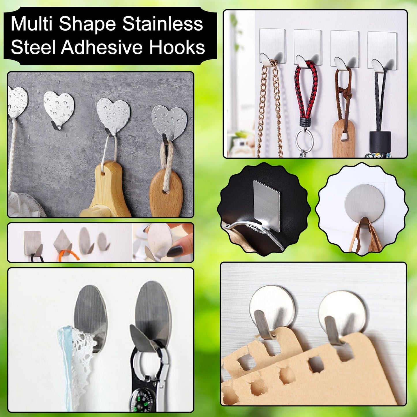 Multipurpose Stainless Steel Adhesive Hooks - Springkart 