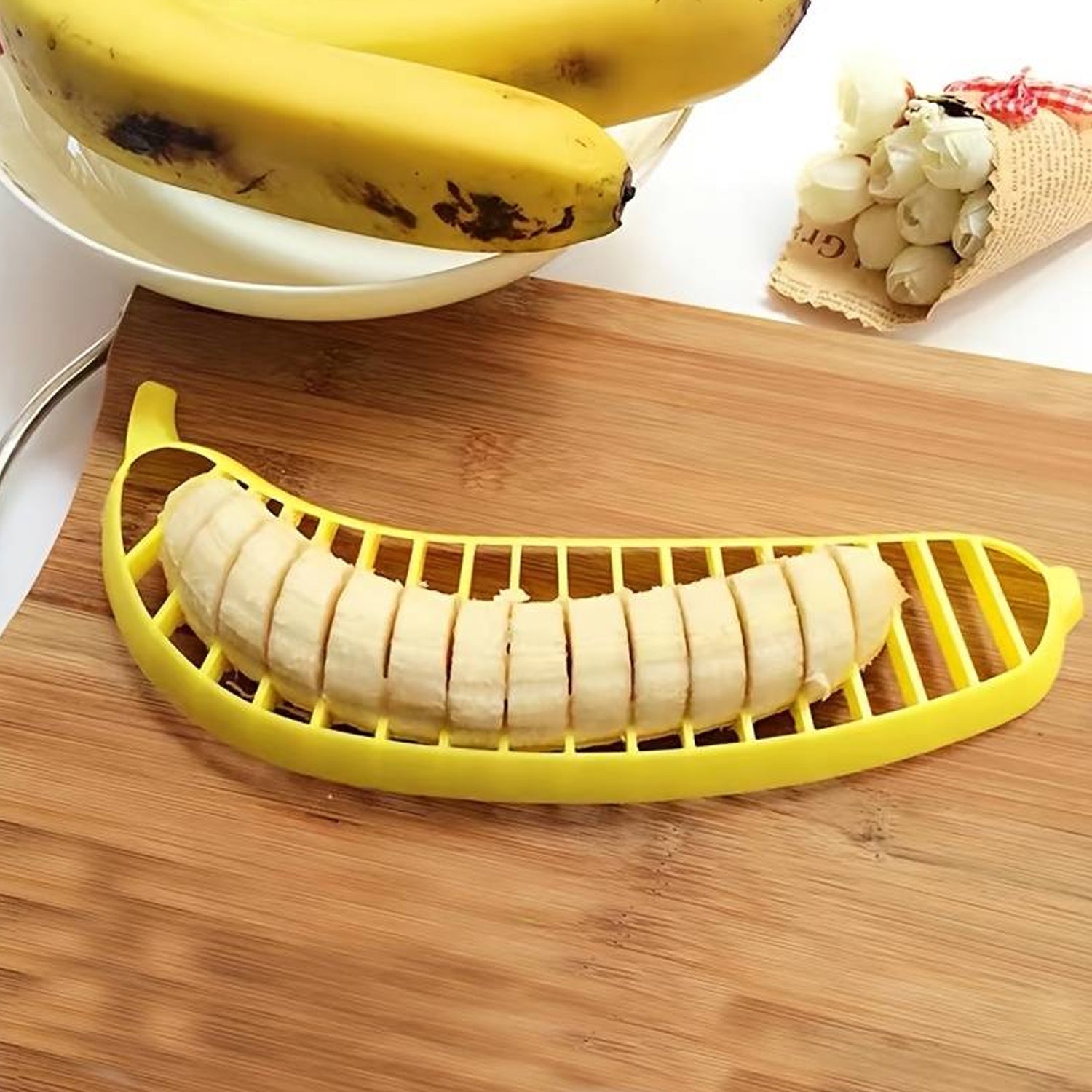 Banana Slicer- Perfect for Fruit Salads Handle Plastic Banana Fruit Slicer Cutter Chopper - Springkart 