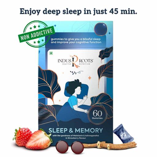 Sleep and Memory Gummy - Melatonin 5mg and Ashwagandha Supplement