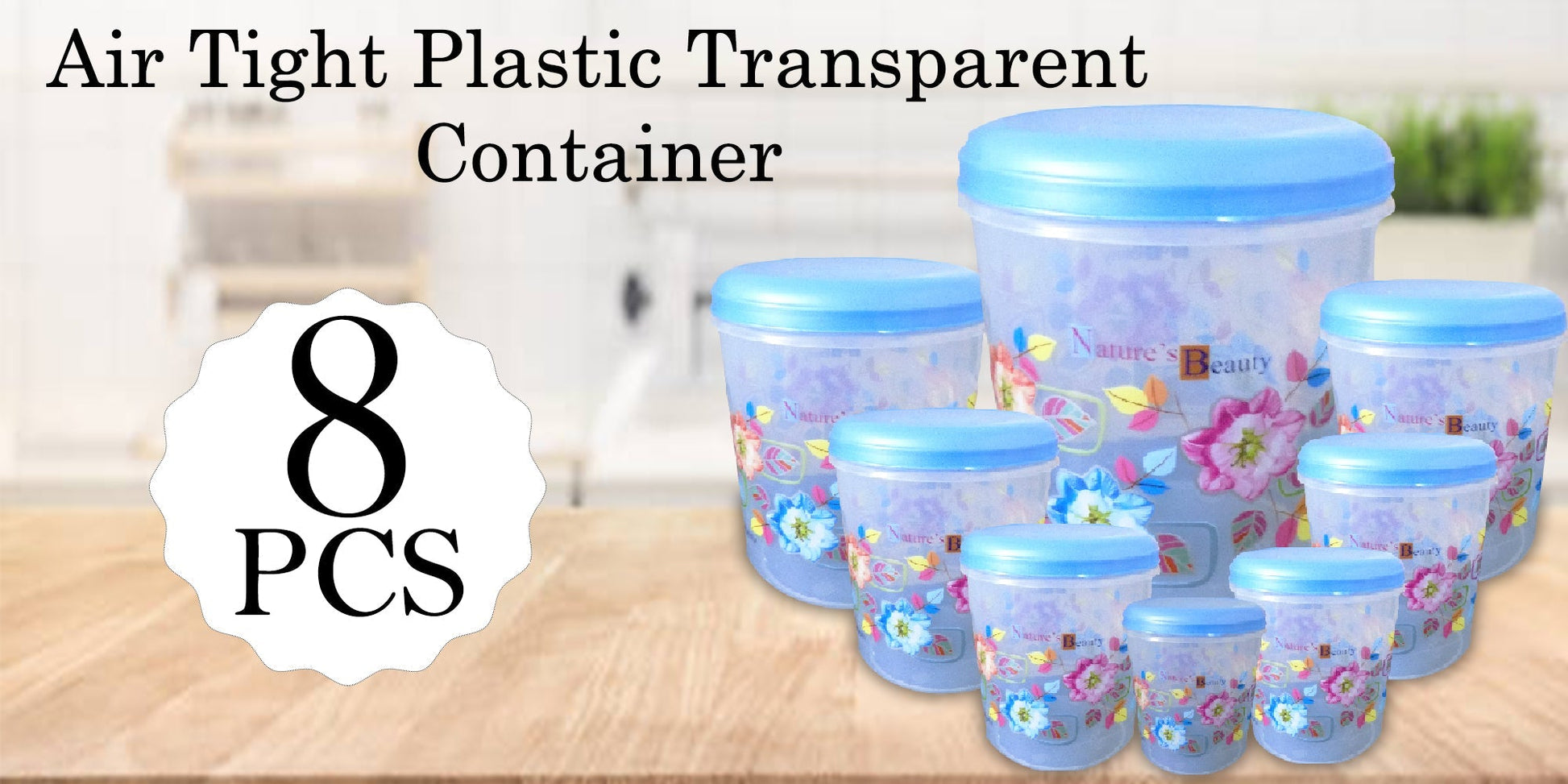 Air Tight Plastic Transparent Container Set (10000ml, 7000ml, 5000ml, 3000ml, 2000ml, 1000ml, 750ml, 500ml) - Springkart 