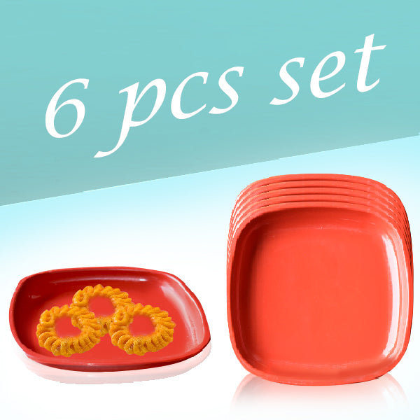Microwave Safe Quarter Plates Square 6 Pcs, - Springkart 