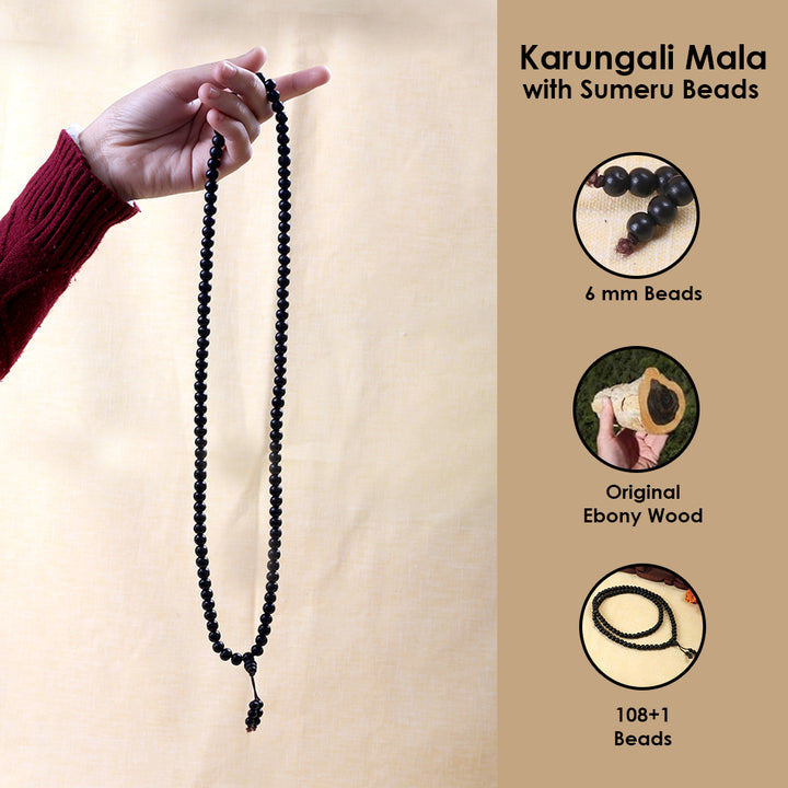 Govt. Lab Certified Original Ebony wood Karungali Mala