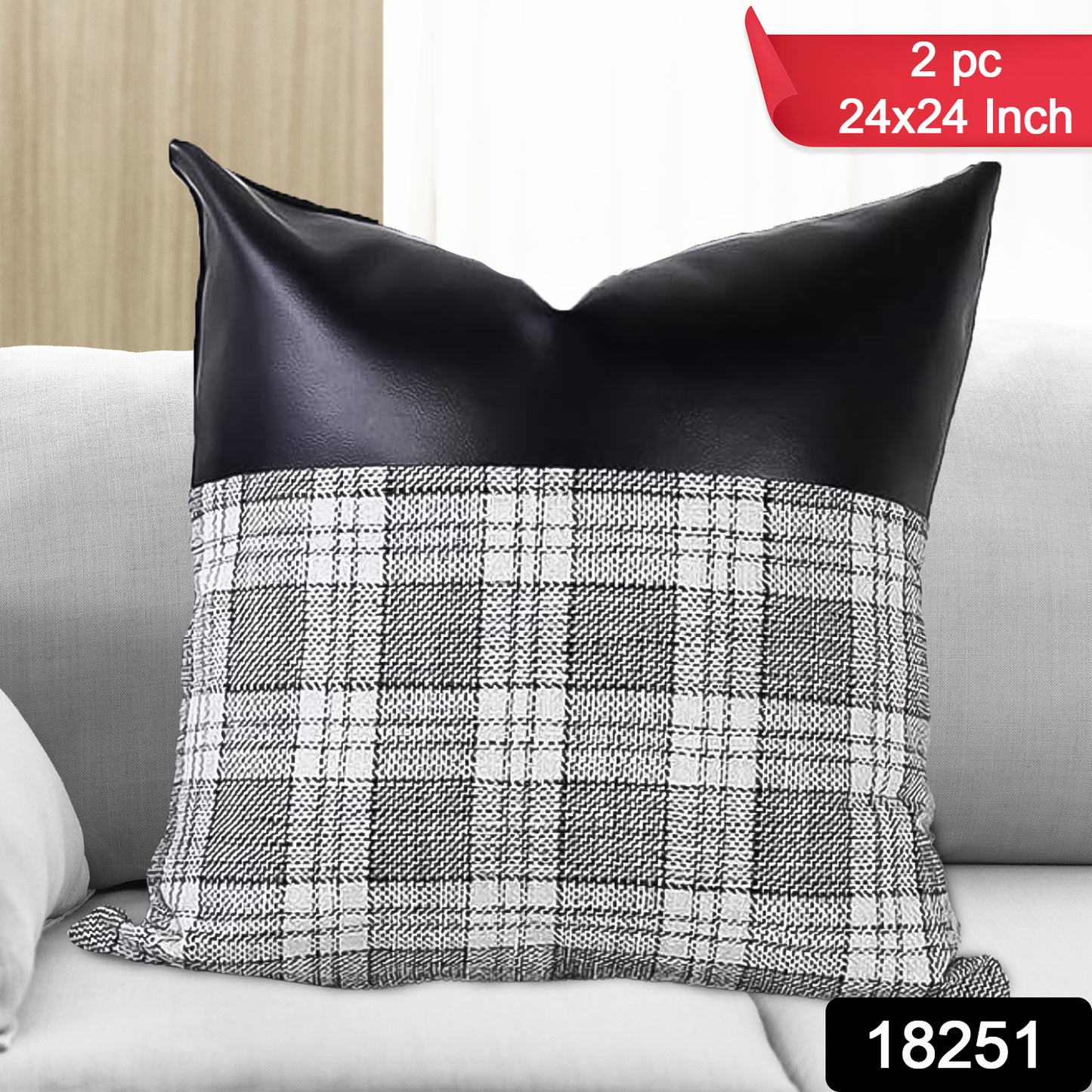 Pillow Covers Cushion Cases Soft Leather And Cotton (23 22 Inch 1 Pair 2 Pc) - Springkart 