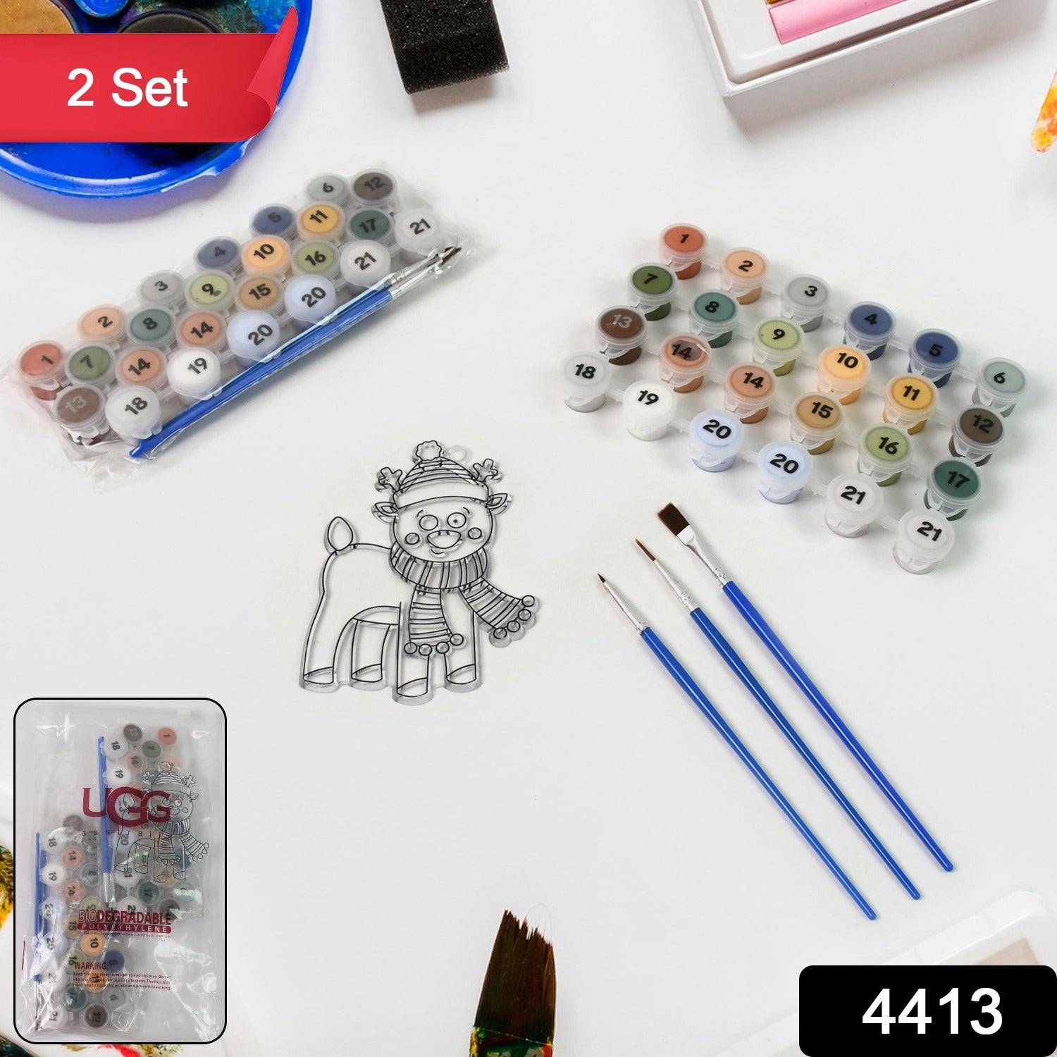 Paint By Number Kits 2 Set 21 Number Color 6 Paint Brushes (2 Set) - Springkart 