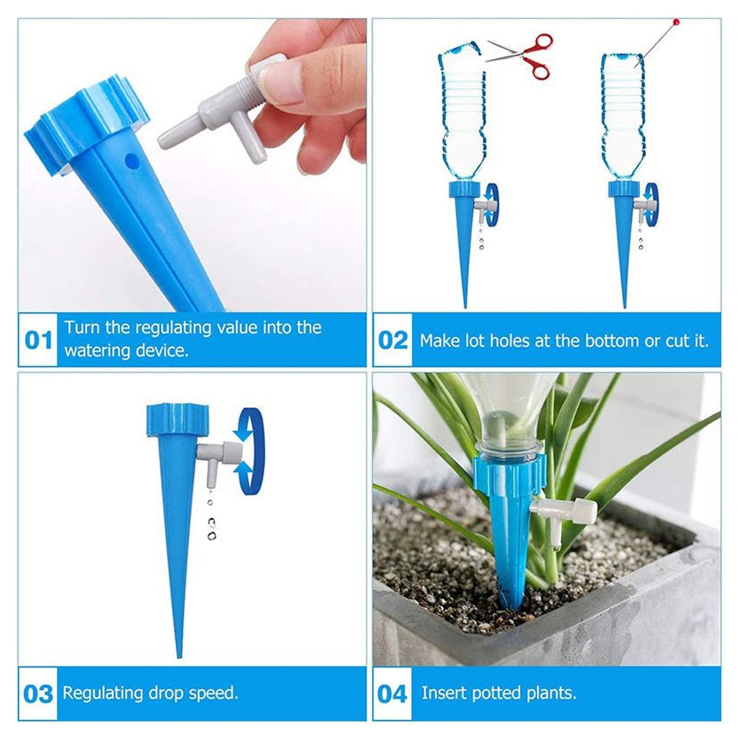 Plant Watering Spikes Self Watering Spikes Water Dripper For Plants Adjustable Plant Watering Devices With Slow Release Control Valve Switch - Springkart 