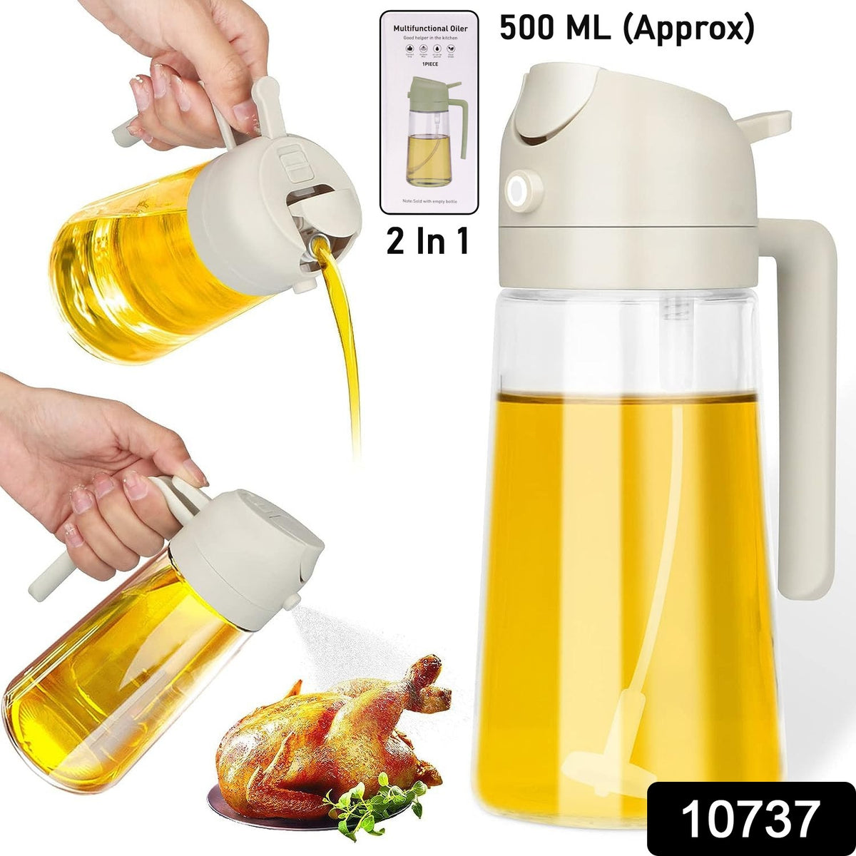 2-in-1 Multi-purpose Glass Oil Dispenser Bottle (500 Ml Approx)