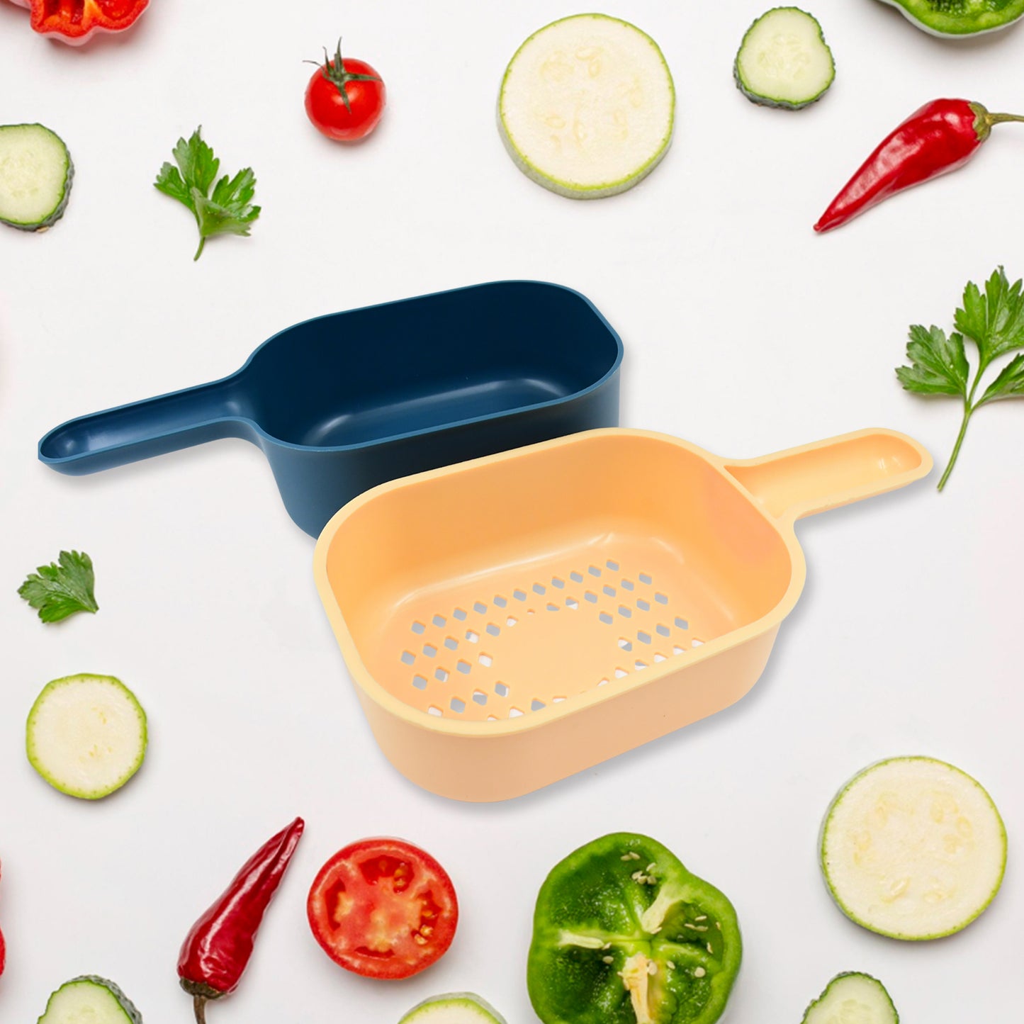 Vegetable Slicer Cutter - 6 Blades Kitchen Accessories Tools Appliances With Container Handle (1 Set) - Springkart 