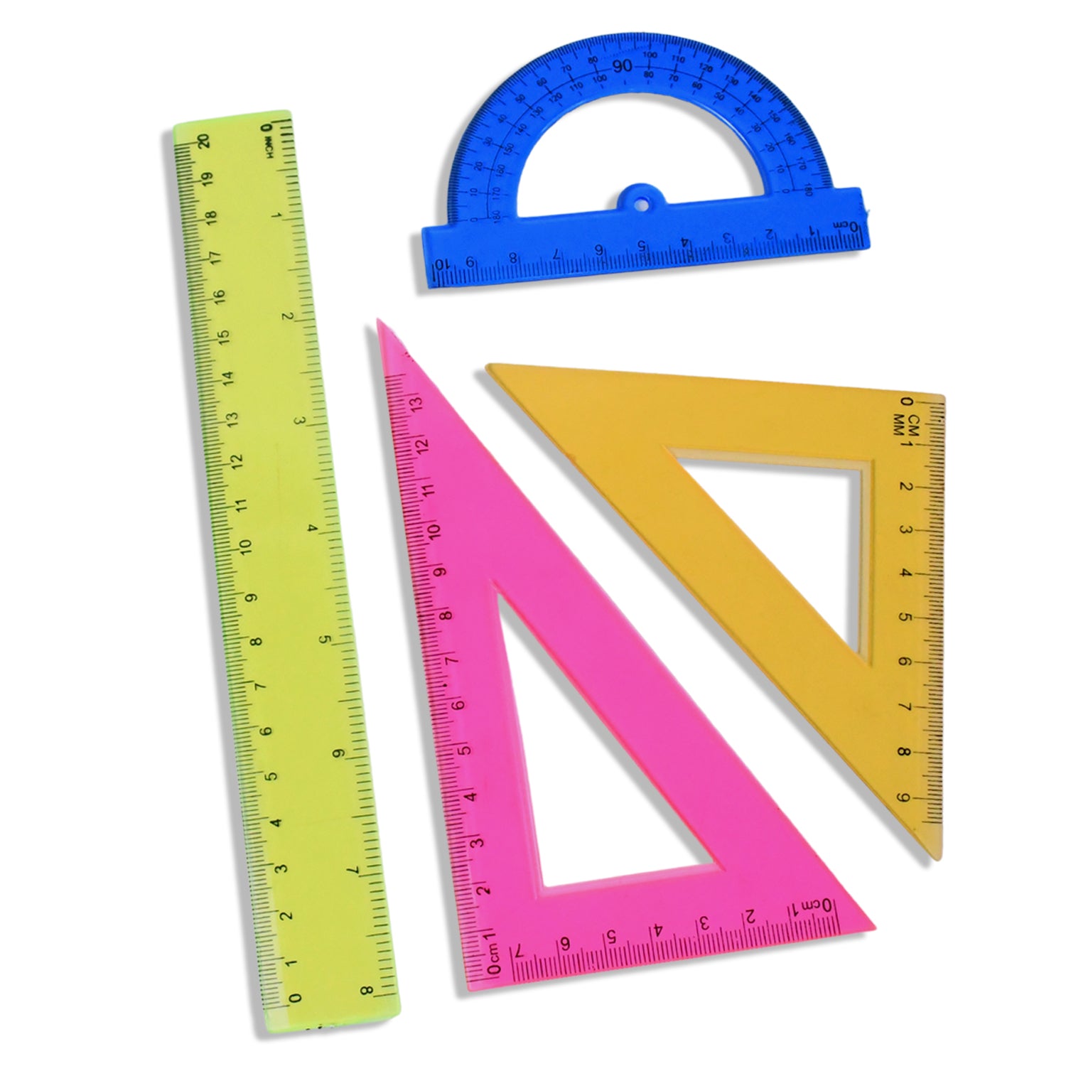 4-piece Geometry Set Triangle Ruler Protractor Straight Ruler - Springkart 